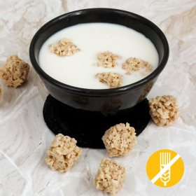 Proteinbissen mit Vanille-Getreide und weißer Schokolade GLUTENFREI