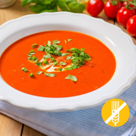 Hochproteinhaltige Tomatensuppe GLUTENFREI